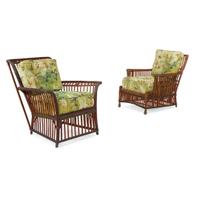 Two polychrome painted rattan lounge chairs american, circa 1900