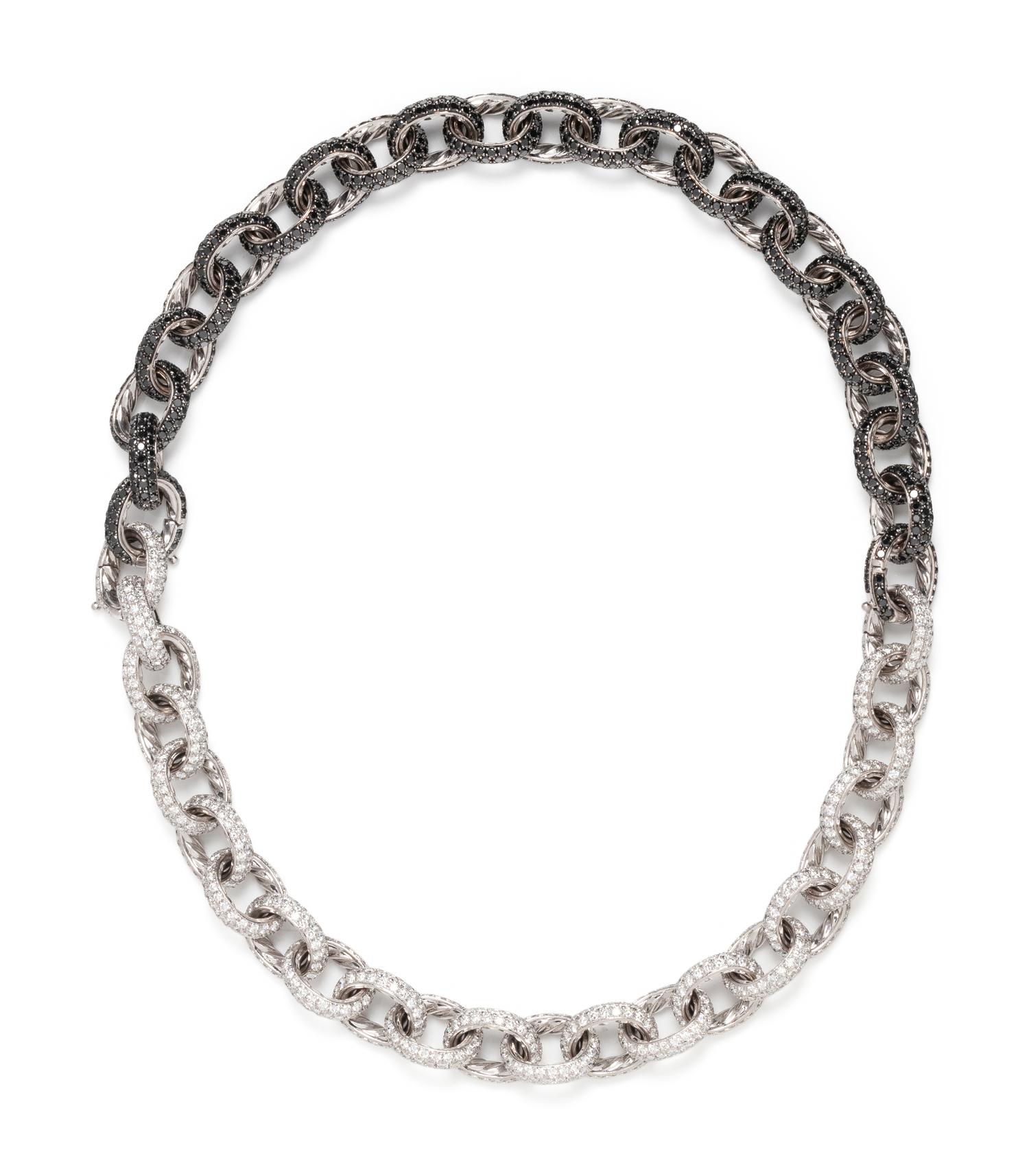 DAVID YURMAN, PAIR OF WHITE AND BLACK DIAMOND CONVERTIBLE BRACELETS/NECKLACE