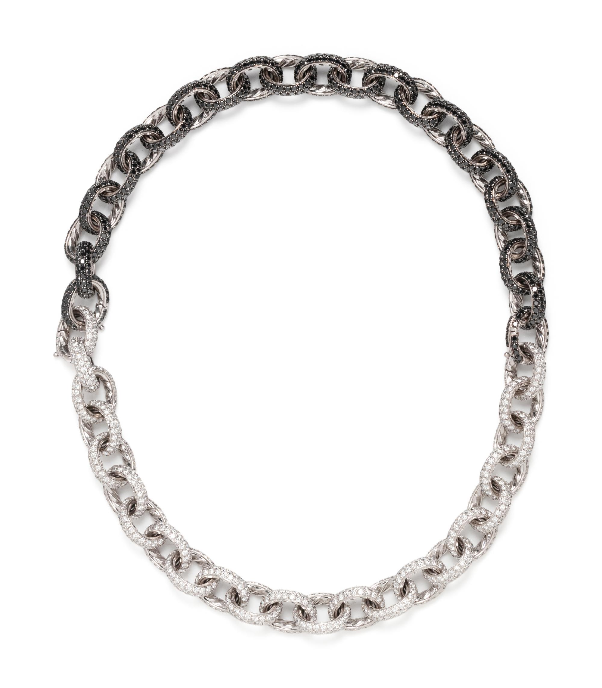 DAVID YURMAN, PAIR OF WHITE AND BLACK DIAMOND CONVERTIBLE BRACELETS/NECKLACE