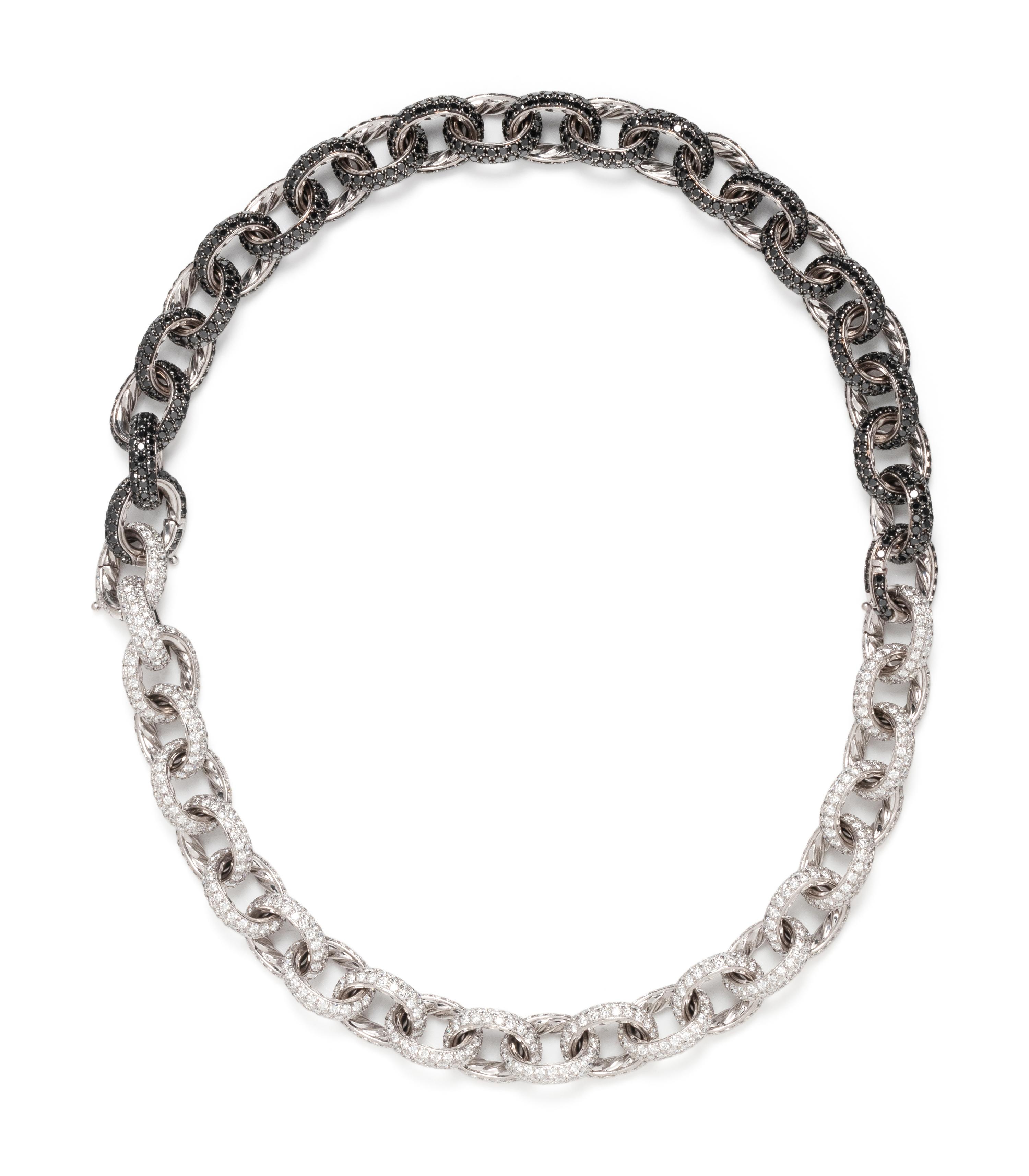 DAVID YURMAN, PAIR OF WHITE AND BLACK DIAMOND CONVERTIBLE BRACELETS/NECKLACE