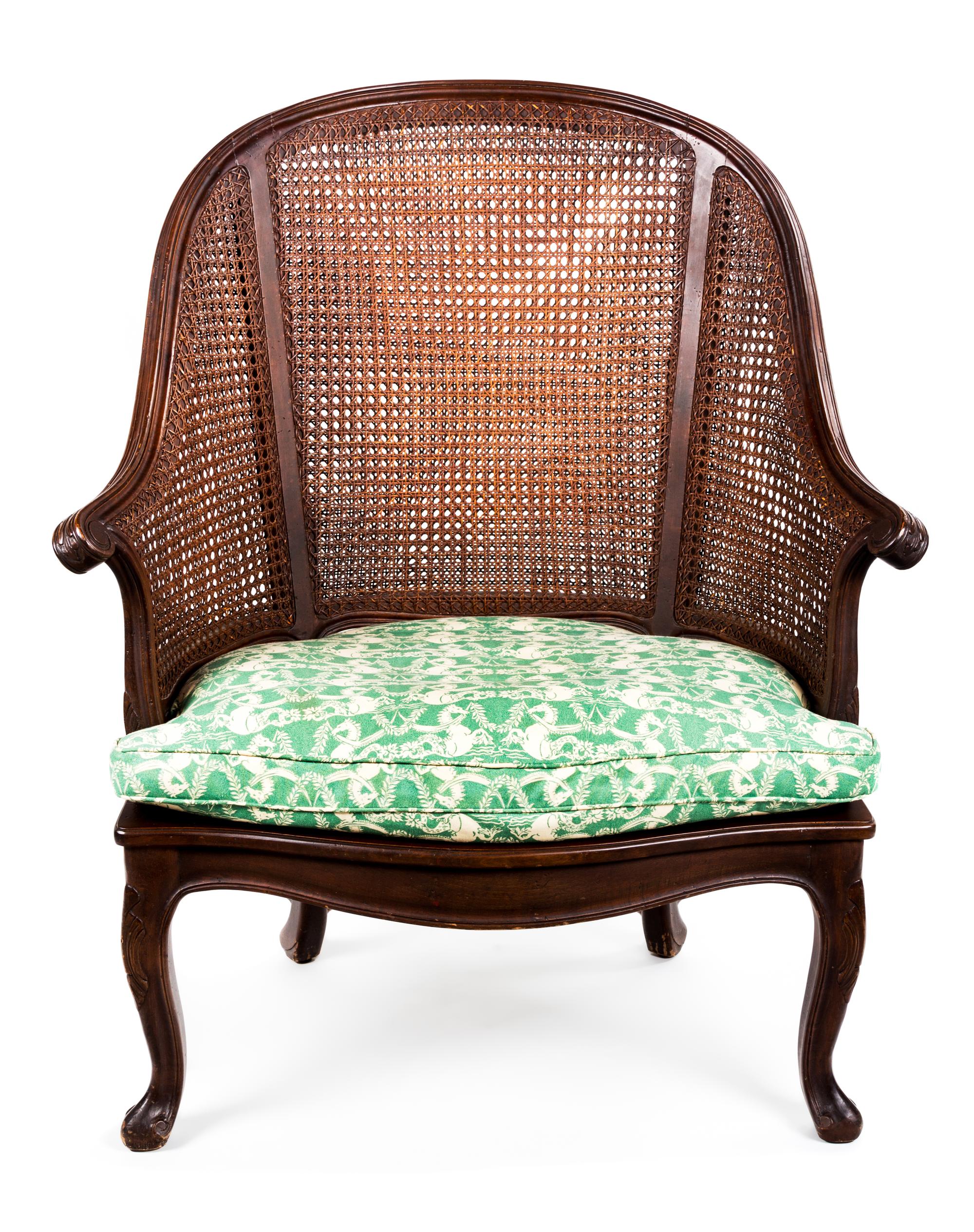 A Louis XV Style Stained Beechwood Bergère Height 42 inches. — 20TH CENTURY