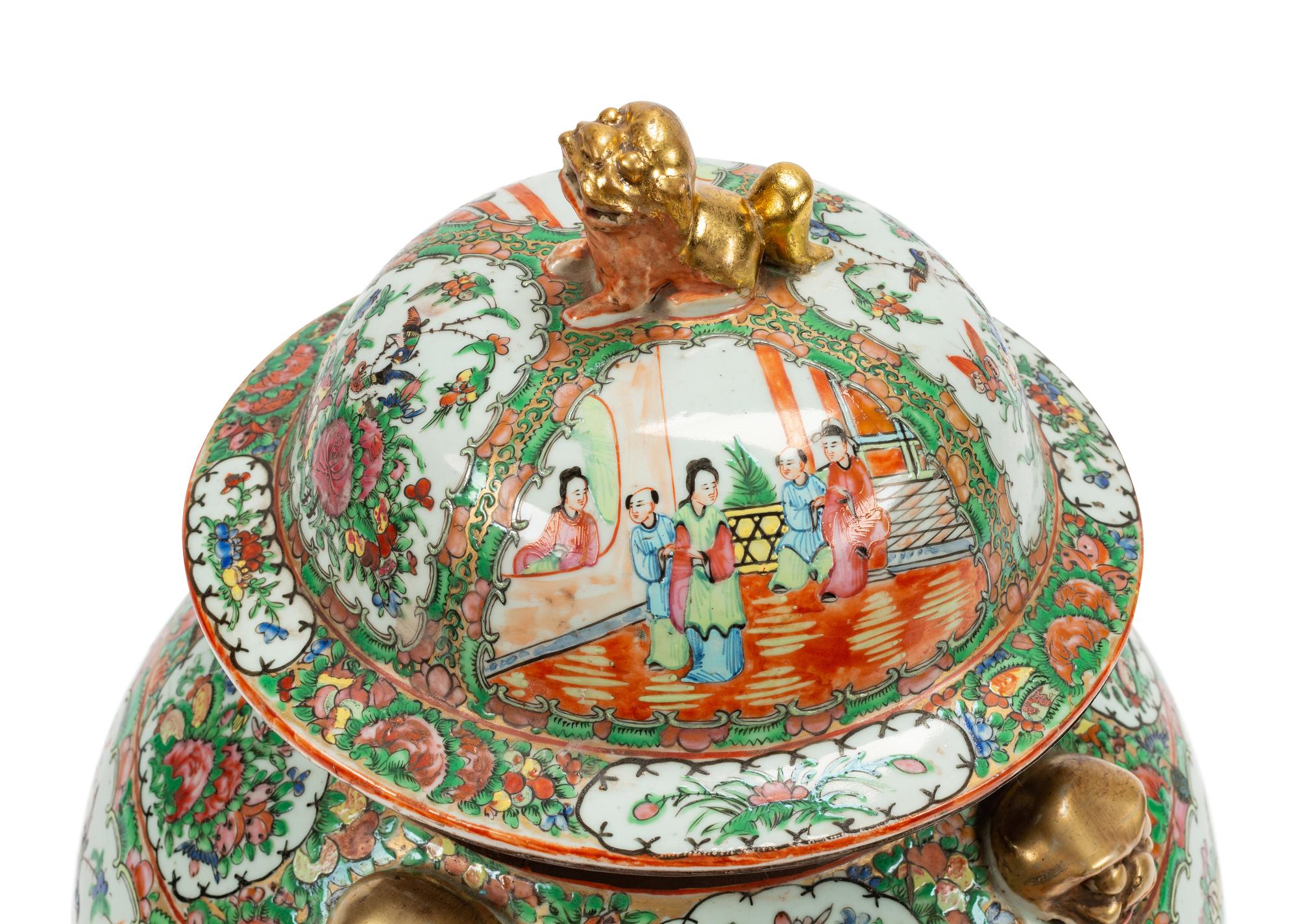 A Large Chinese Export Rose Medallion Porcelain Jar