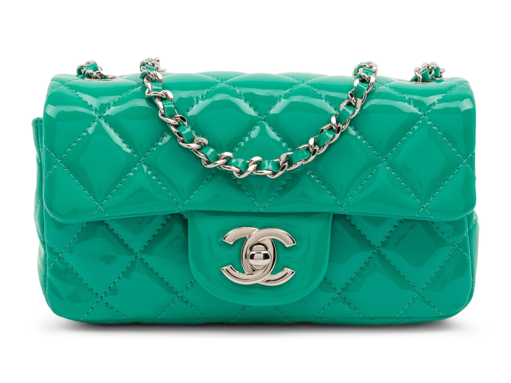 Chanel Turquoise Patent Mini Quilted Classic Flap Bag, 2012
