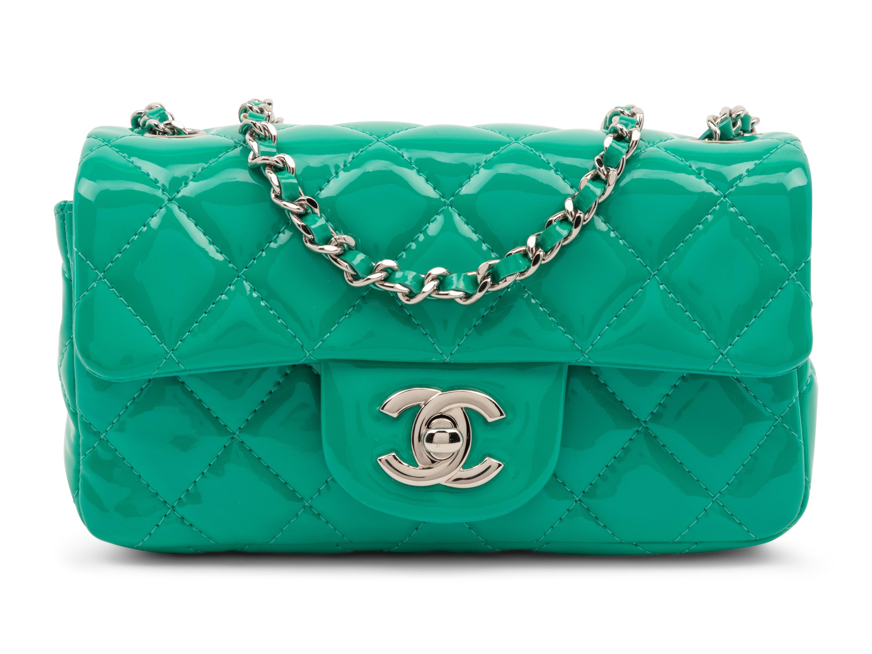 Chanel Turquoise Patent Mini Quilted Classic Flap Bag, 2012