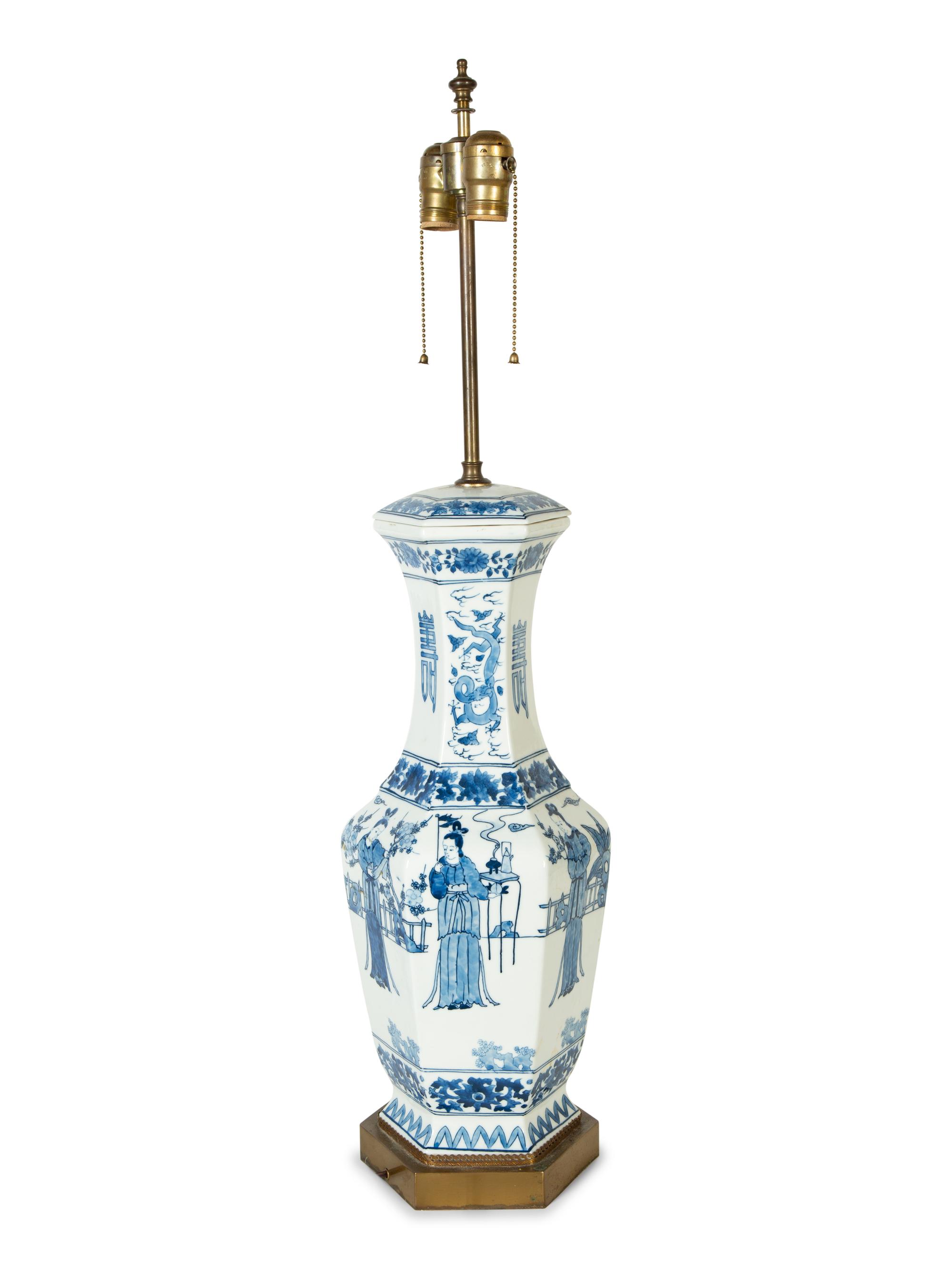A Chinese Export Porcelain Vase Mounted as a Lamp