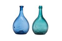 Two Molded Glass Calabash Bottles