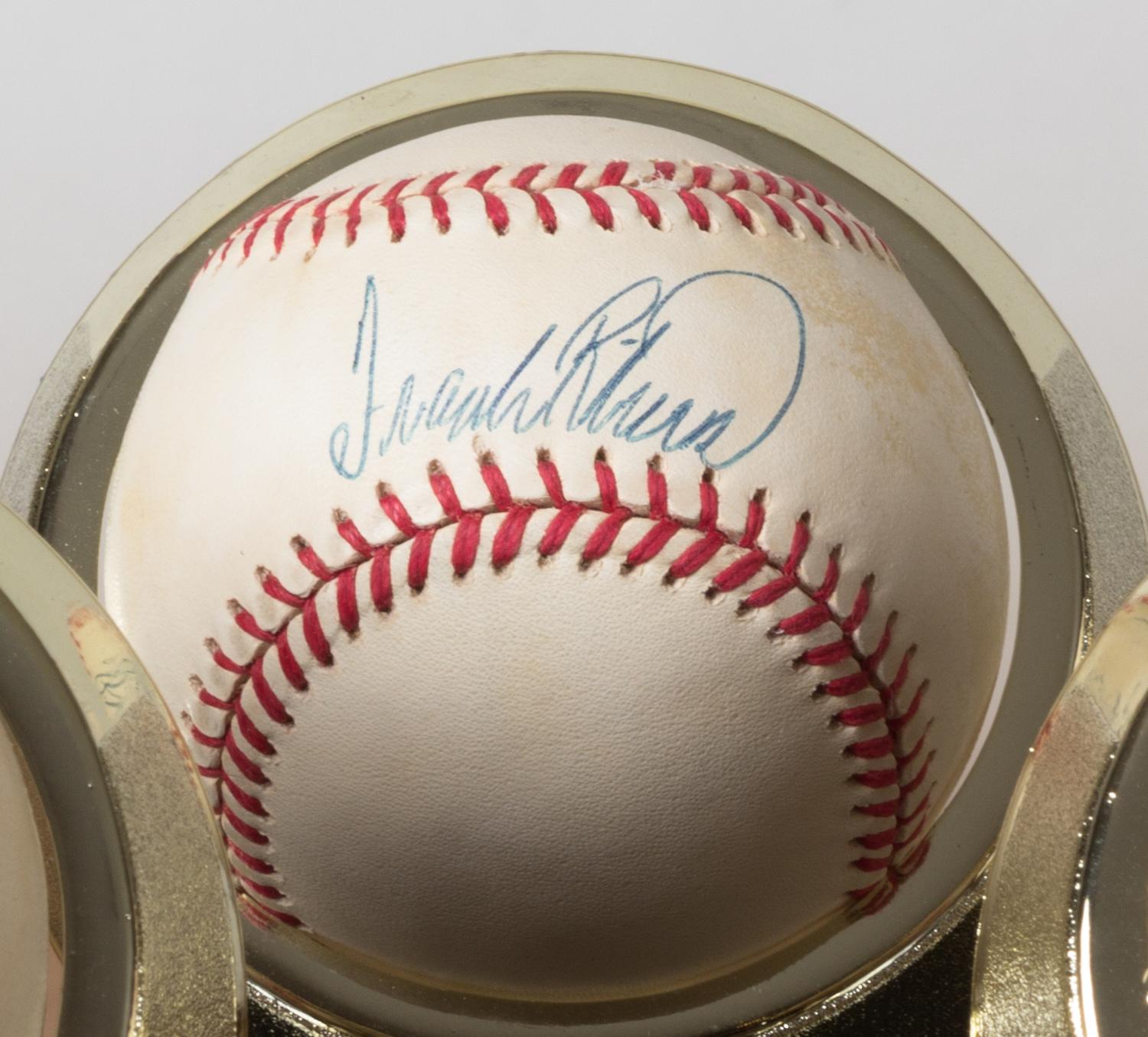 A Collection of Eleven 500 Home Run Club Autographed Baseballs Height of display case 9 inches x width 36 1/2 x depth 10 inches.