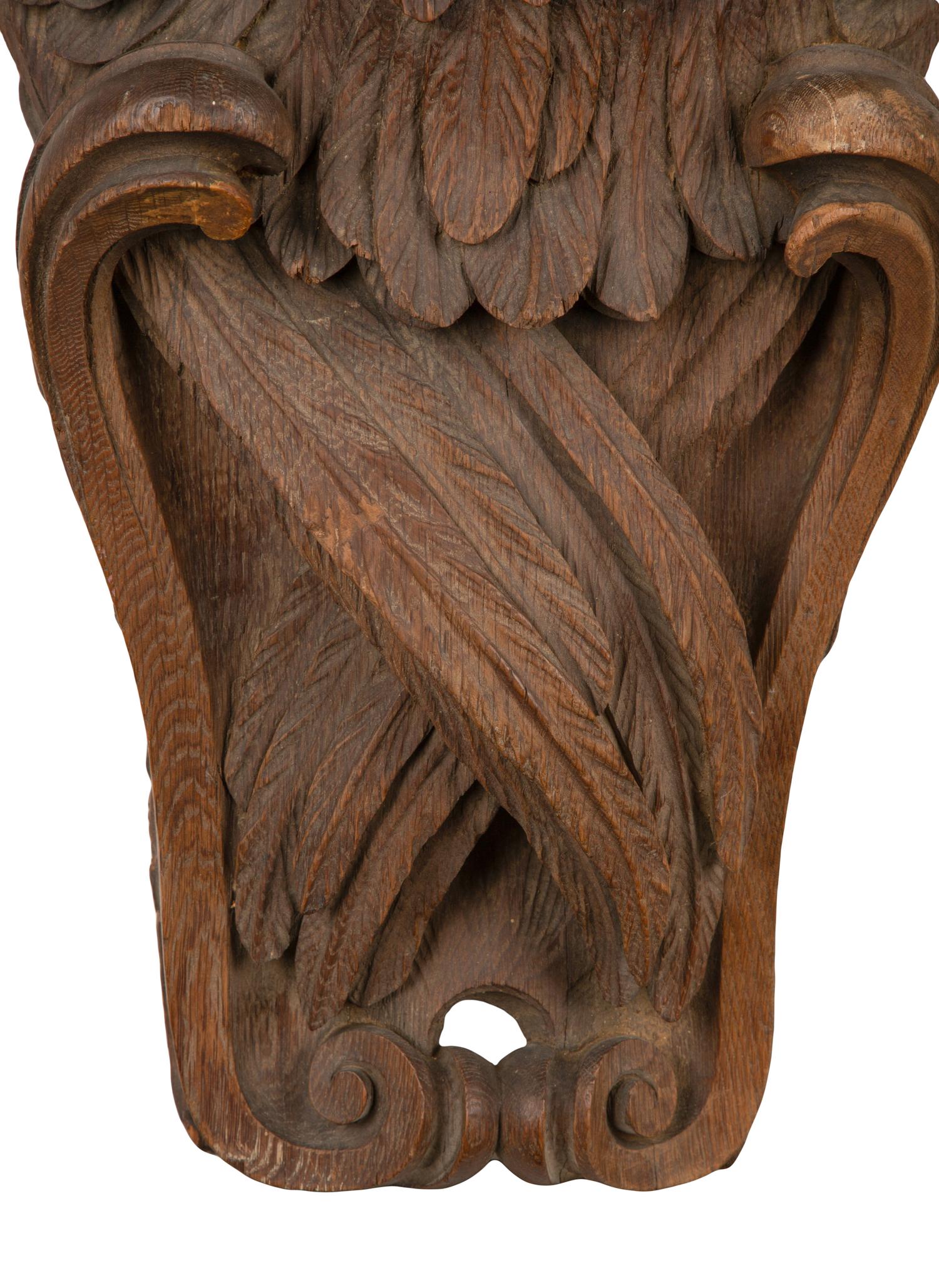A Pair of Continental Oak Figural Pilasters — 17TH CENTURY