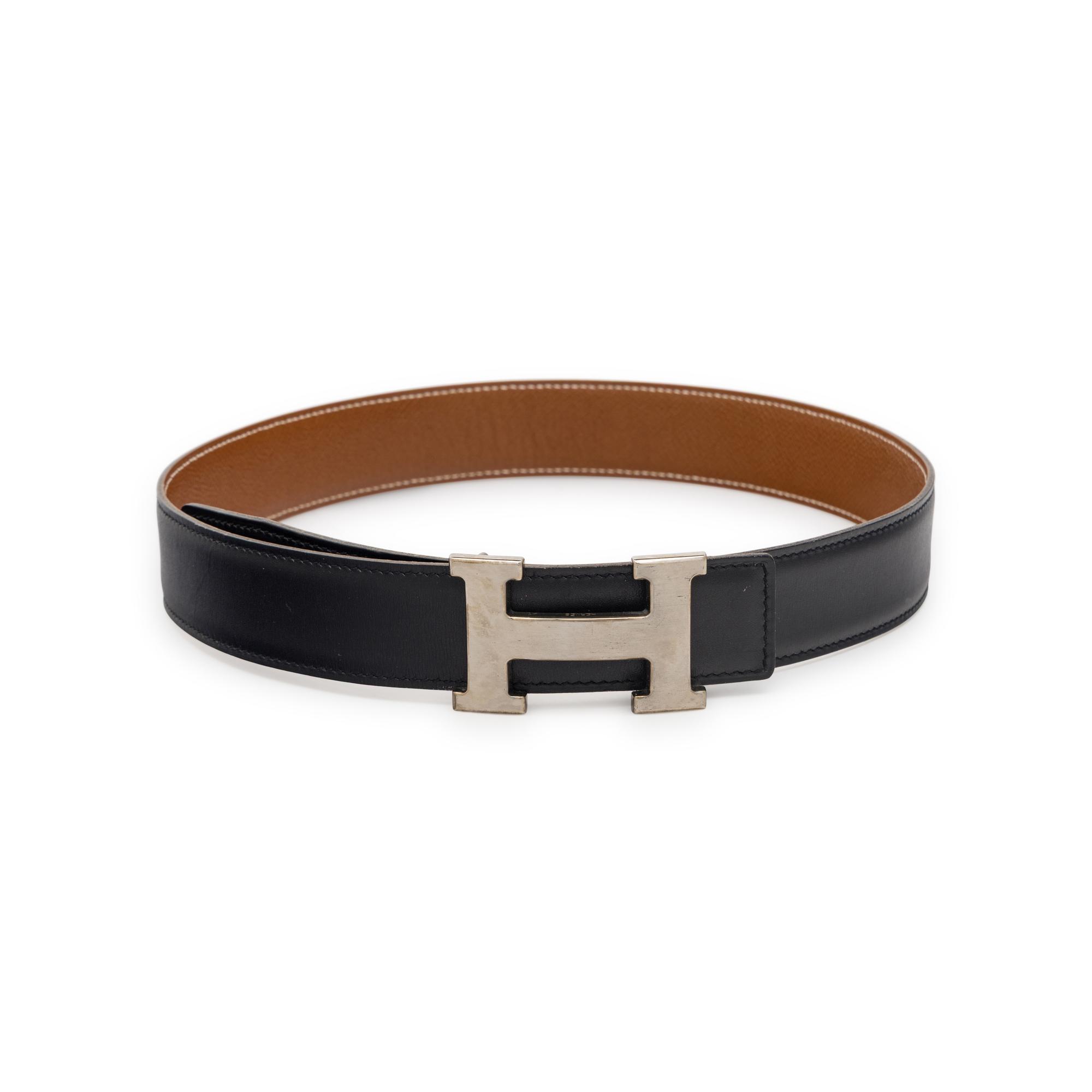 Hermès, Reversible Constance Belt in Black/Brown Leather