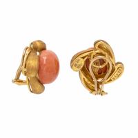 Henry Dunay, Coral and Yellow Gold Earrings