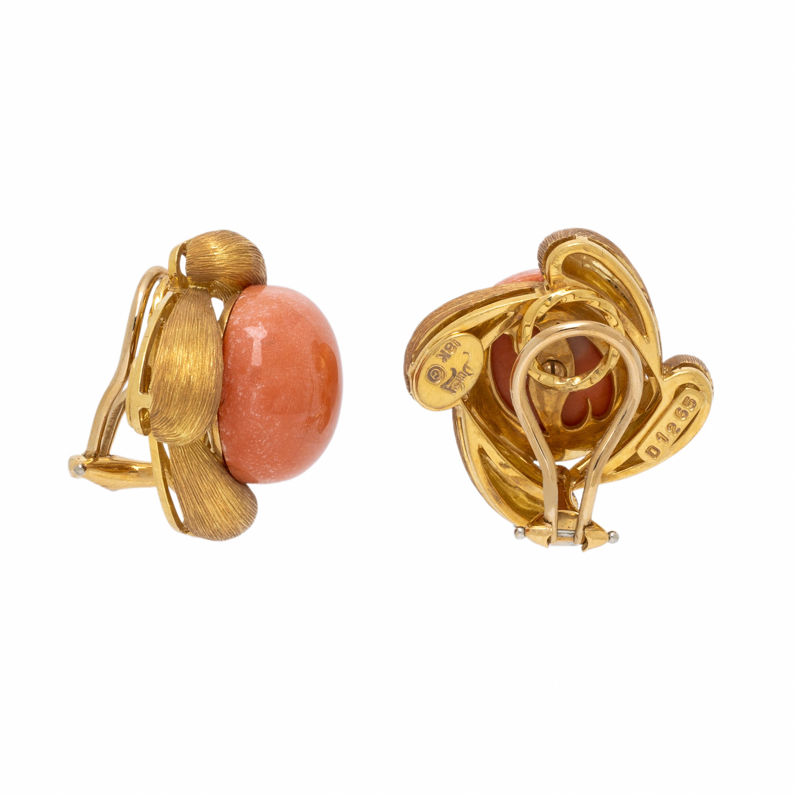 Henry Dunay, Coral and Yellow Gold Earrings