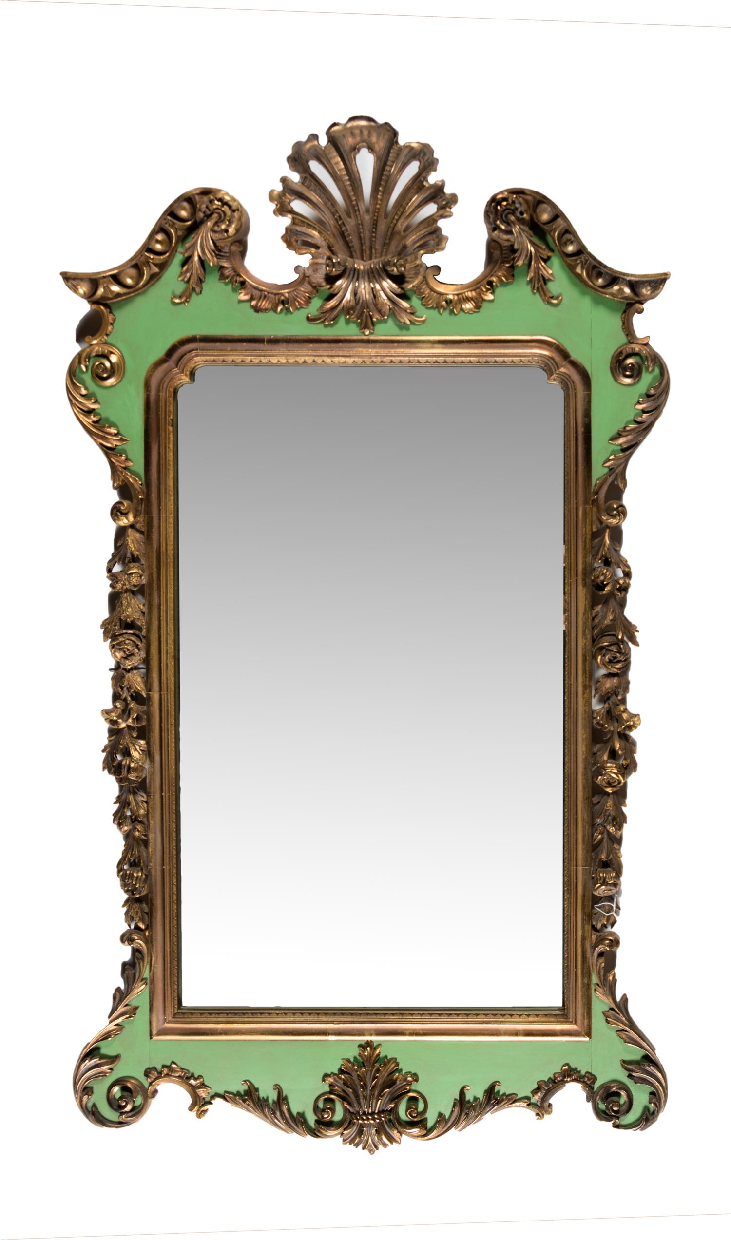 A George III Style Painted and Parcel Gilt Mirror