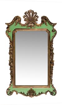 A George III Style Painted and Parcel Gilt Mirror