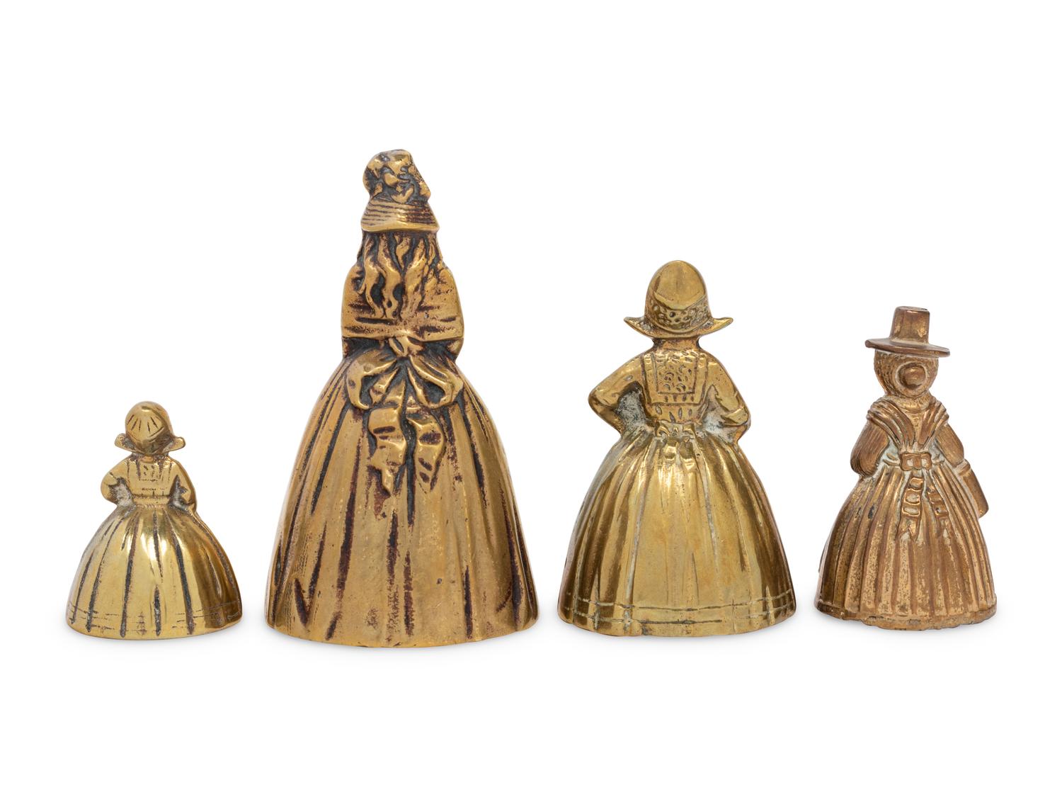 Four Dutch Figural Brass Bells