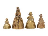 Four Dutch Figural Brass Bells