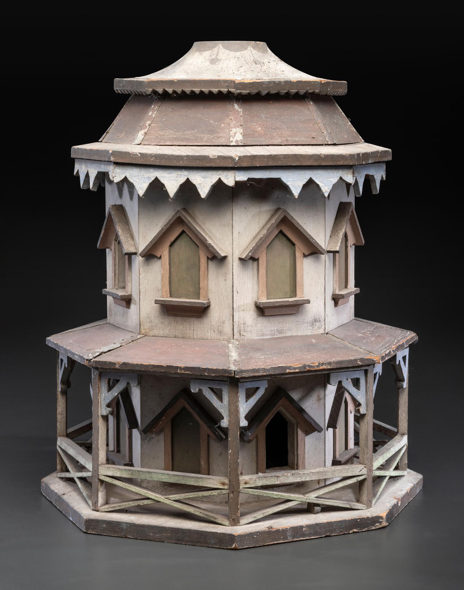 A Carved and Painted Wood Architectural Martin House