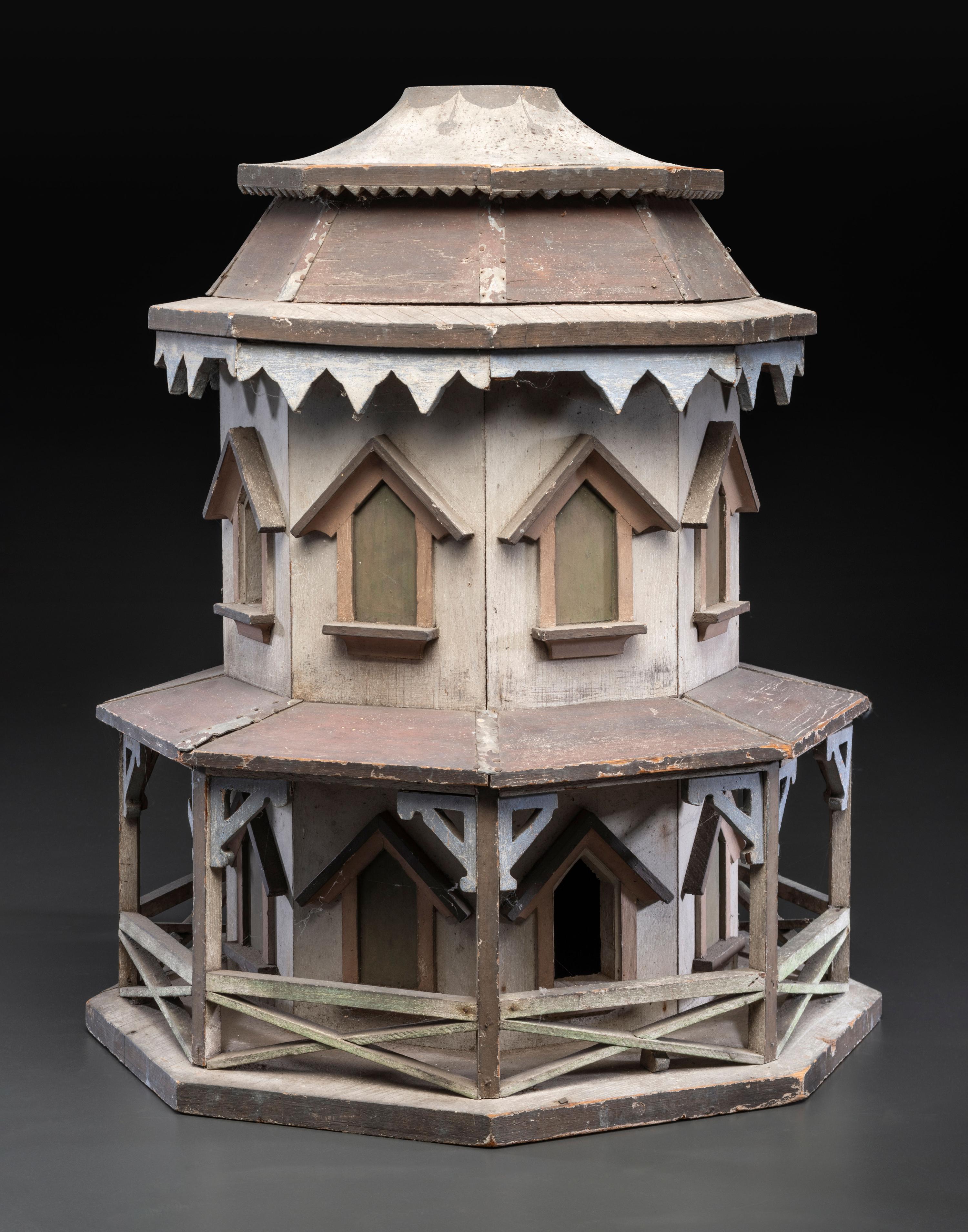 A Carved and Painted Wood Architectural Martin House
