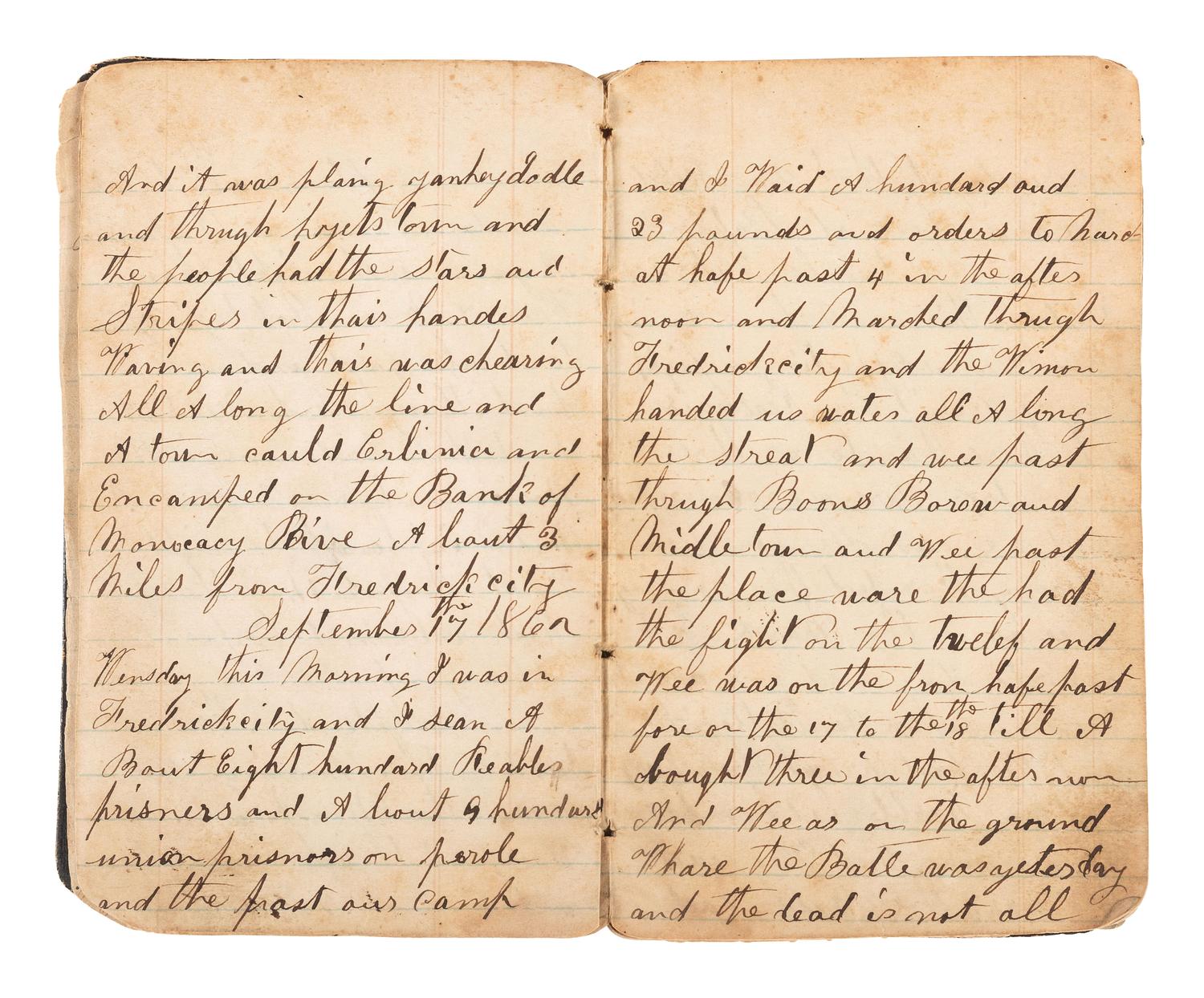 [CIVIL WAR]. War-date diary of Corporal J. A. Raudibaugh, Company H, 133rd Pennsylvania Infantry Regiment. Including Fredericksburg, "Mud March," and Chancellorsville content.