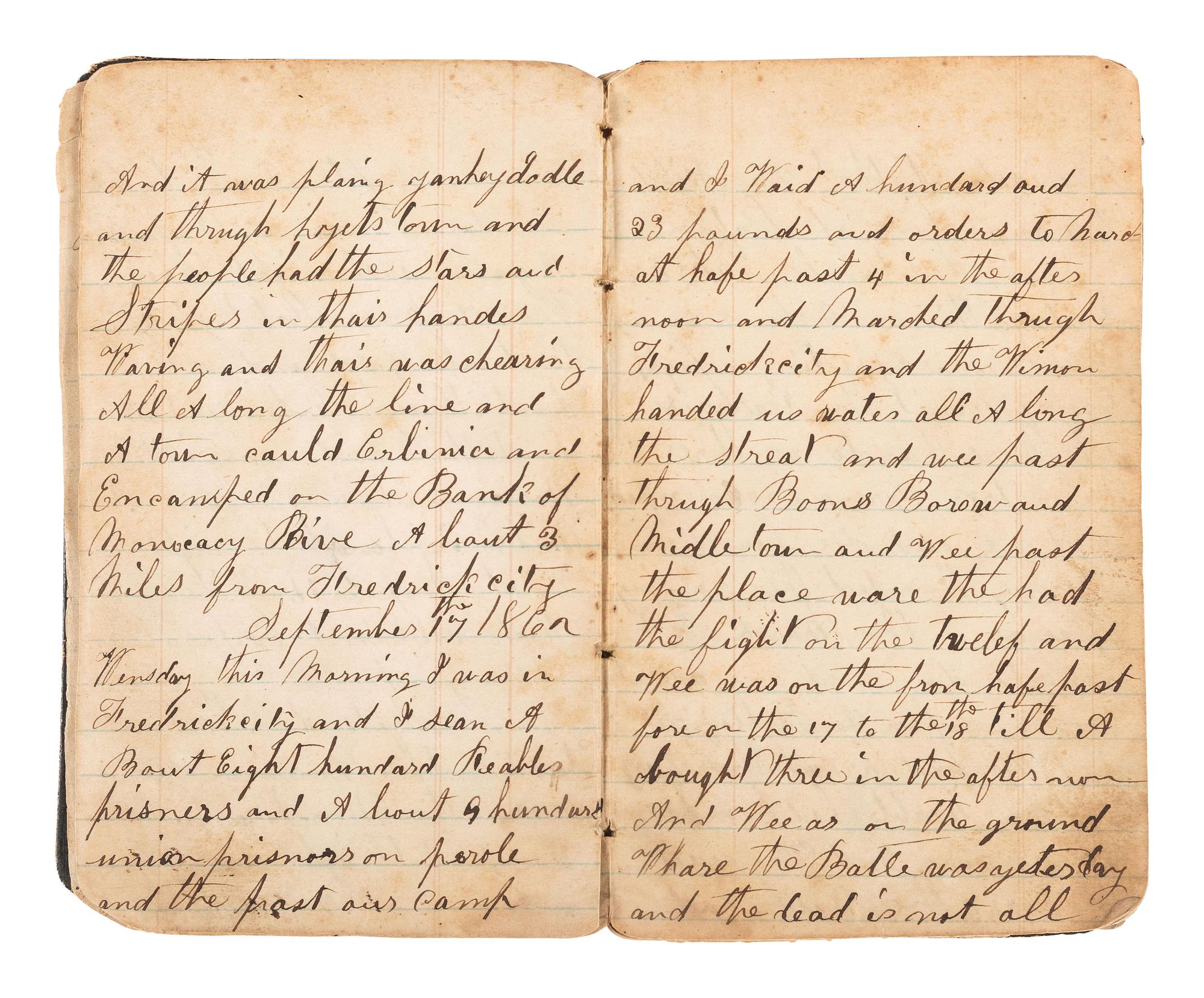 [CIVIL WAR]. War-date diary of Corporal J. A. Raudibaugh, Company H, 133rd Pennsylvania Infantry Regiment. Including Fredericksburg, "Mud March," and Chancellorsville content.