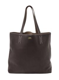An Hermes Etoupe/Dark Brown 45cm Taurillon Clemence Double Sens Tote, 17.5" x 15.5" x 5".