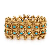 FRENCH, TURQUOISE AND YELLOW GOLD BRACELET