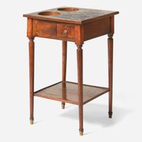 A Directoire walnut rafraîchissoir with Lumachella di San Vitale marble top circa 1800