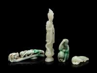 Four Chinese Carved Jade and Jadeite Articles