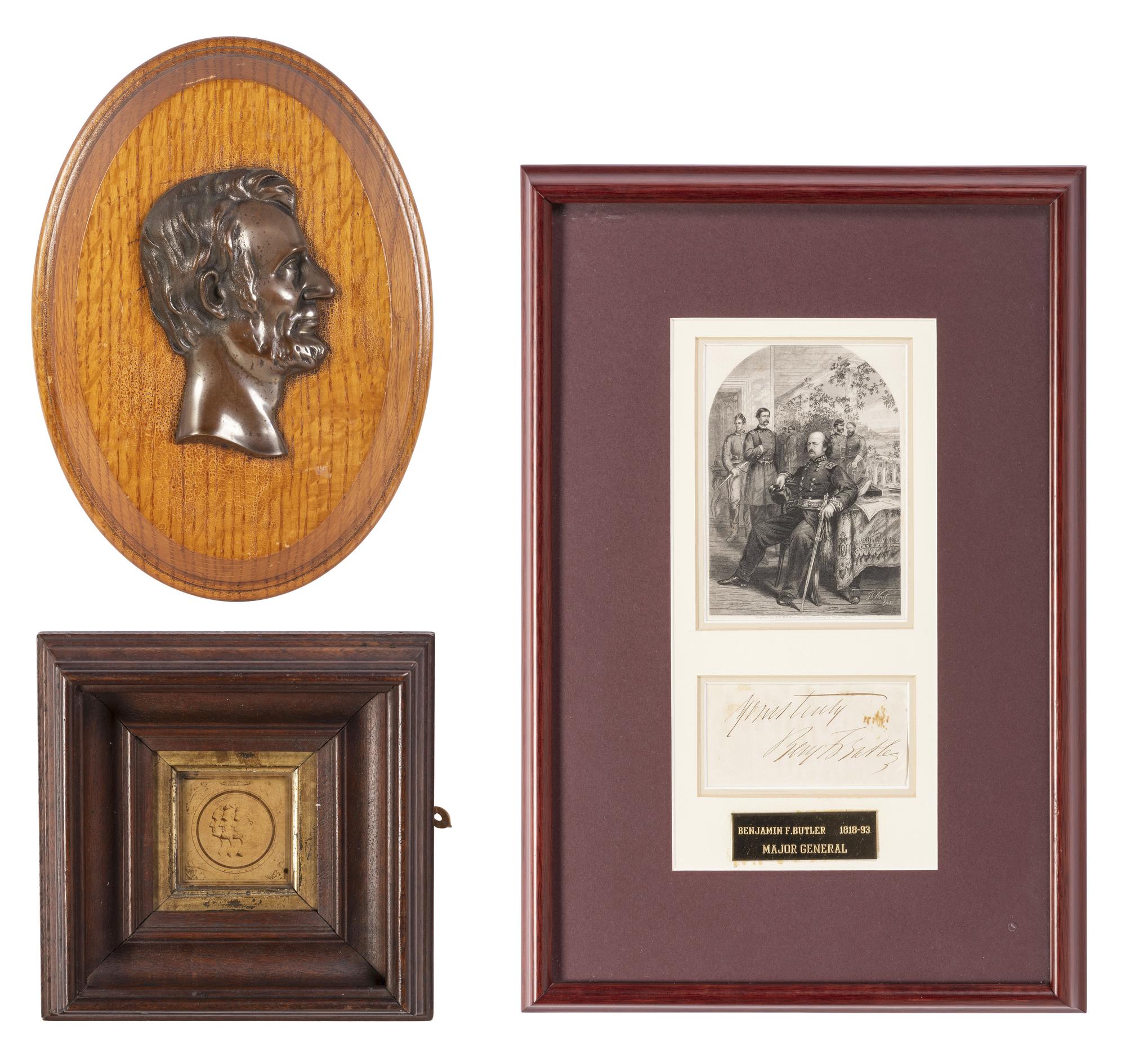[CIVIL WAR] 3 items, incl. Benjamin Butler signature and works feat. Lincoln, Grant, & Washington.