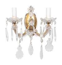 A Set of Four Cased Glass Two-Light Sconces
