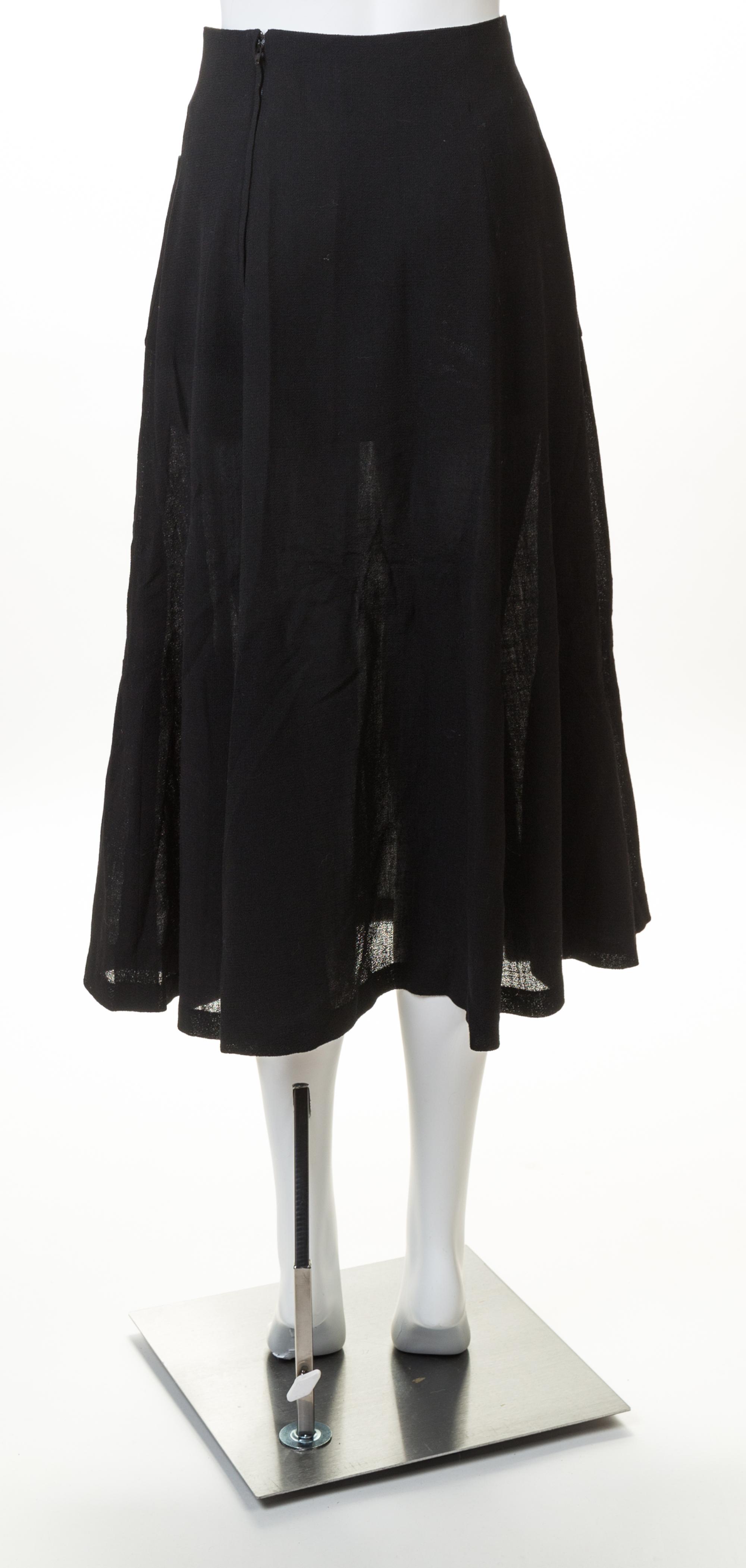 A Chanel Black Wool A-line Skirt, No size.