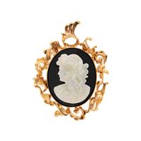OPAL AND HARDSTONE CAMEO BROOCH