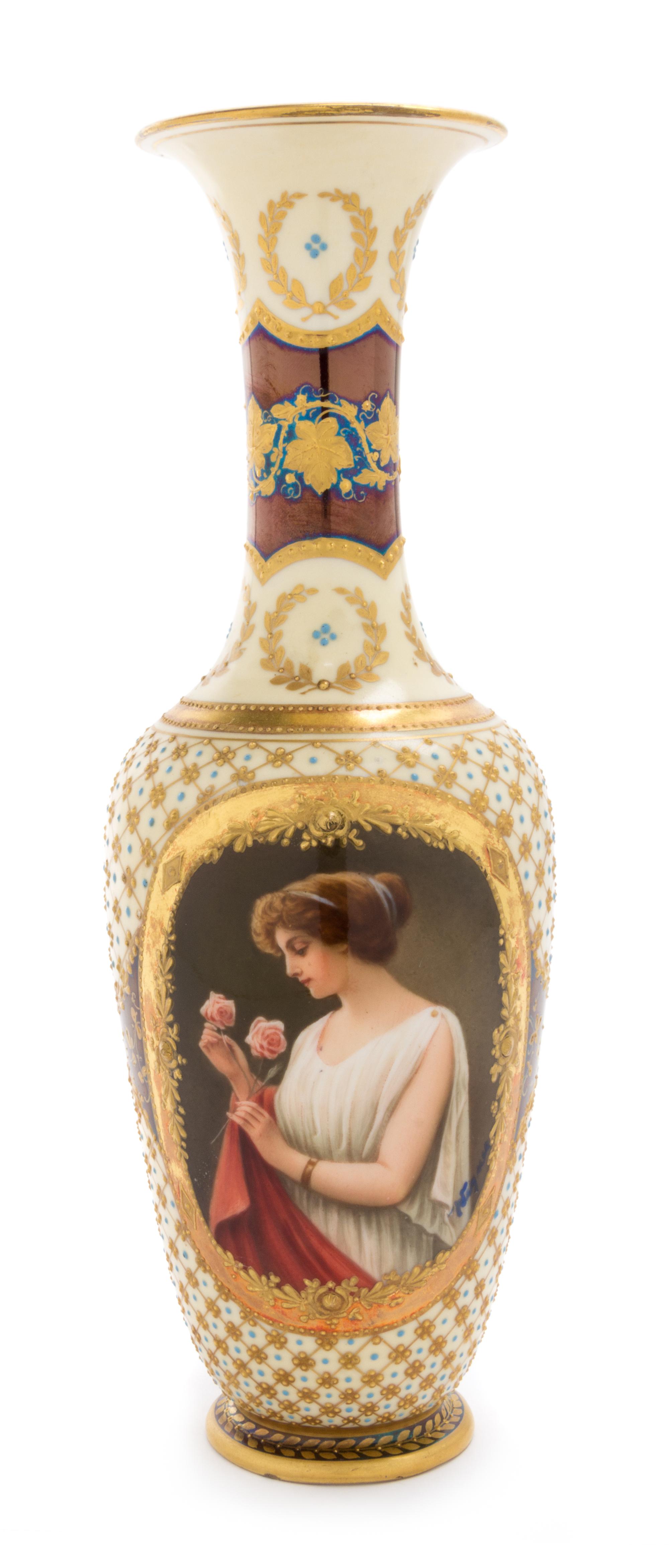 A Berlin (K.P.M.) Porcelain Vase Height 10 3/4 inches. — 19TH CENTURY