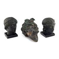 A Group of Three Greek Style Bronze Heads