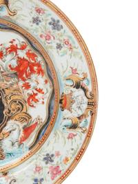 A Chinese Export Parcel-Gilt Armorial Porcelain Plate