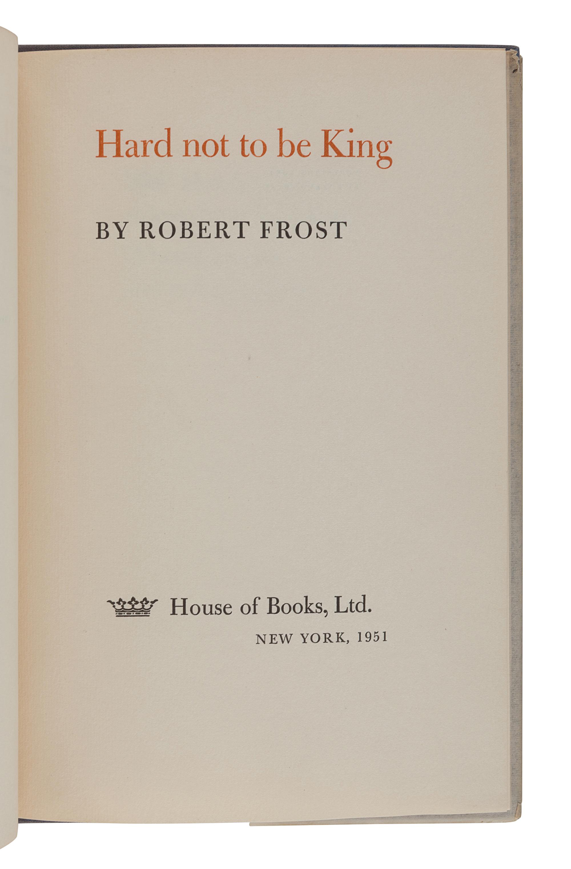FROST, Robert (1874-1963). A group of 7 signed limited editions, comprising: