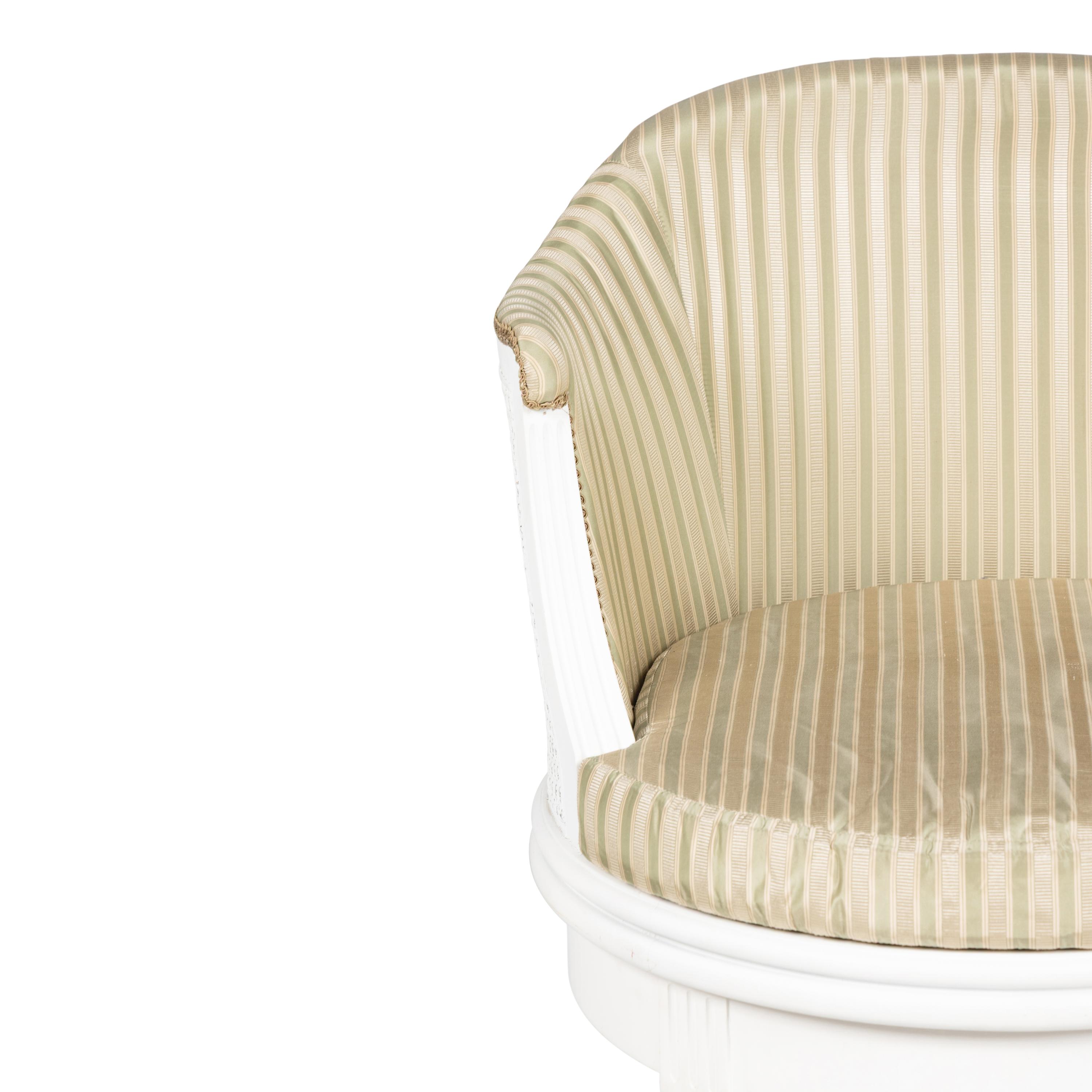 A Louis XVI Style White-Painted Swiveling Bureau Chair
