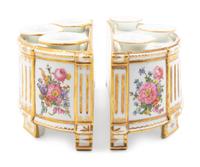 A Pair of French Porcelain Demilune Bough Pots — HOUSEL, PARIS