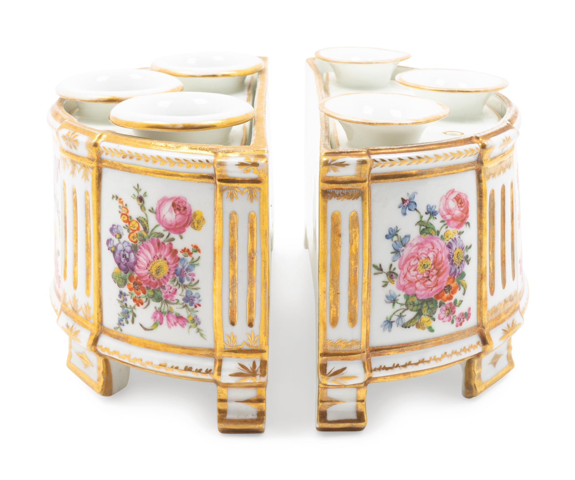 A Pair of French Porcelain Demilune Bough Pots — HOUSEL, PARIS