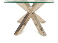 A Contemporary Glass-Top Desk with an X-Form Chrome Base and a Side Table