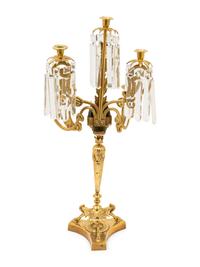 A Victorian Style Brass Five-Light Candelabrum
