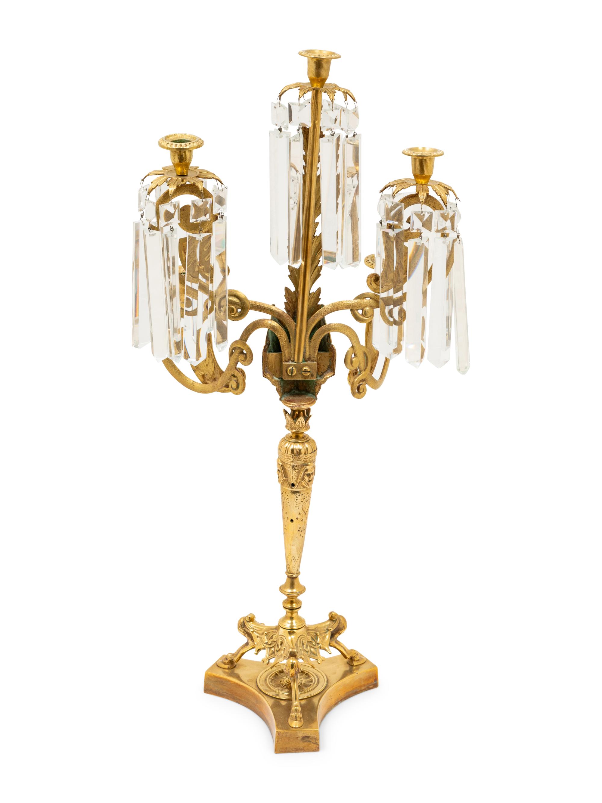 A Victorian Style Brass Five-Light Candelabrum