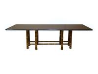 A McGuire Leather-Wrapped Bamboo Console Table with a Custom Black Granite Top
