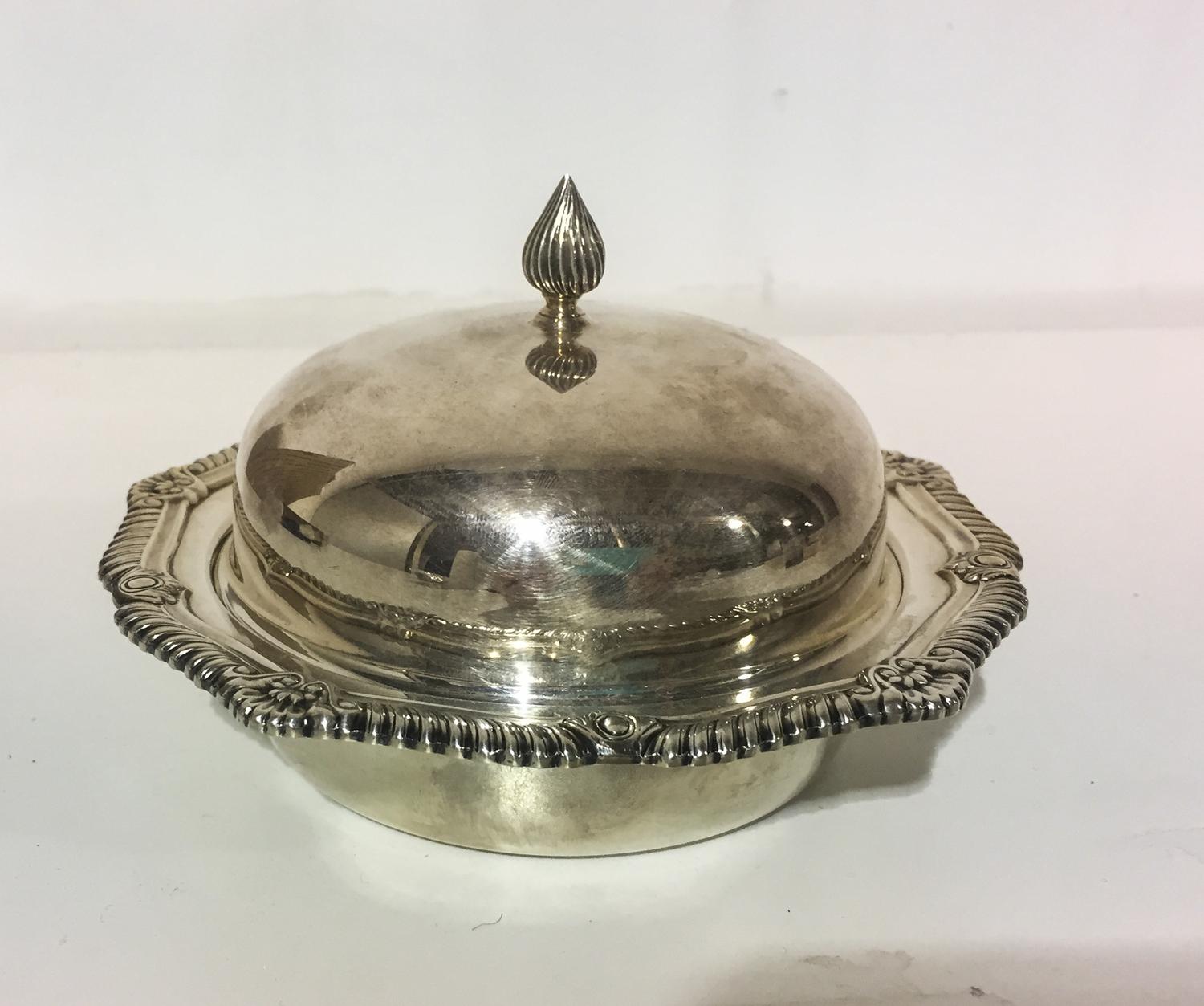 An Elizabeth II Silver Butter Dome, C.J. Vander Ltd., London, 1990, circular, with a gadrooned edge, lift-off cover and removable liner
