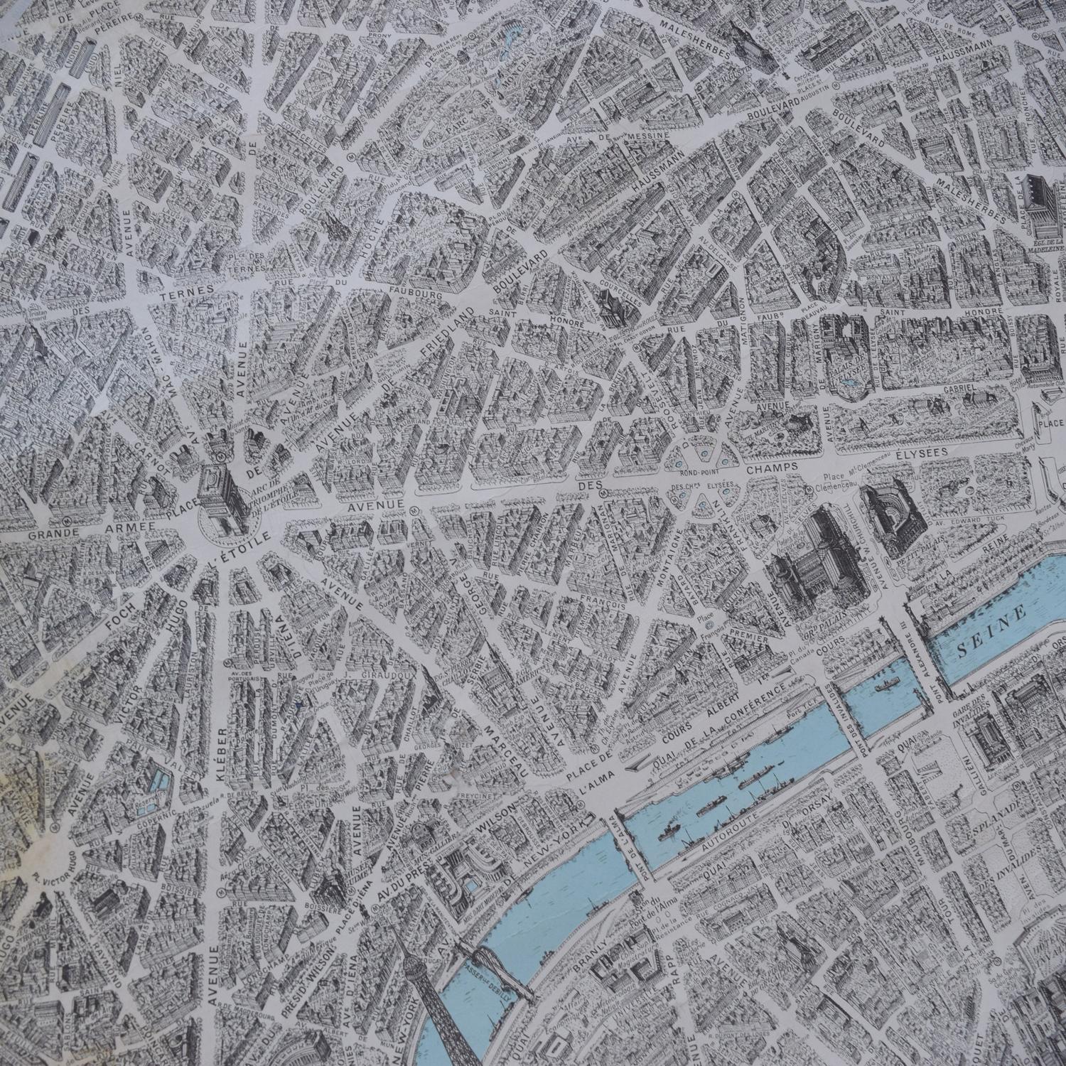 A Blondel La Rougery Map of Paris, after Georges Peltier 85" W x 78" D — France, 1966