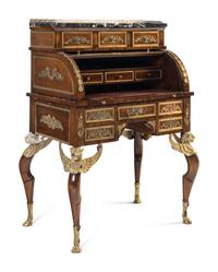 An Empire Style Gilt Metal Mounted Mahogany Bureau à Cylindre