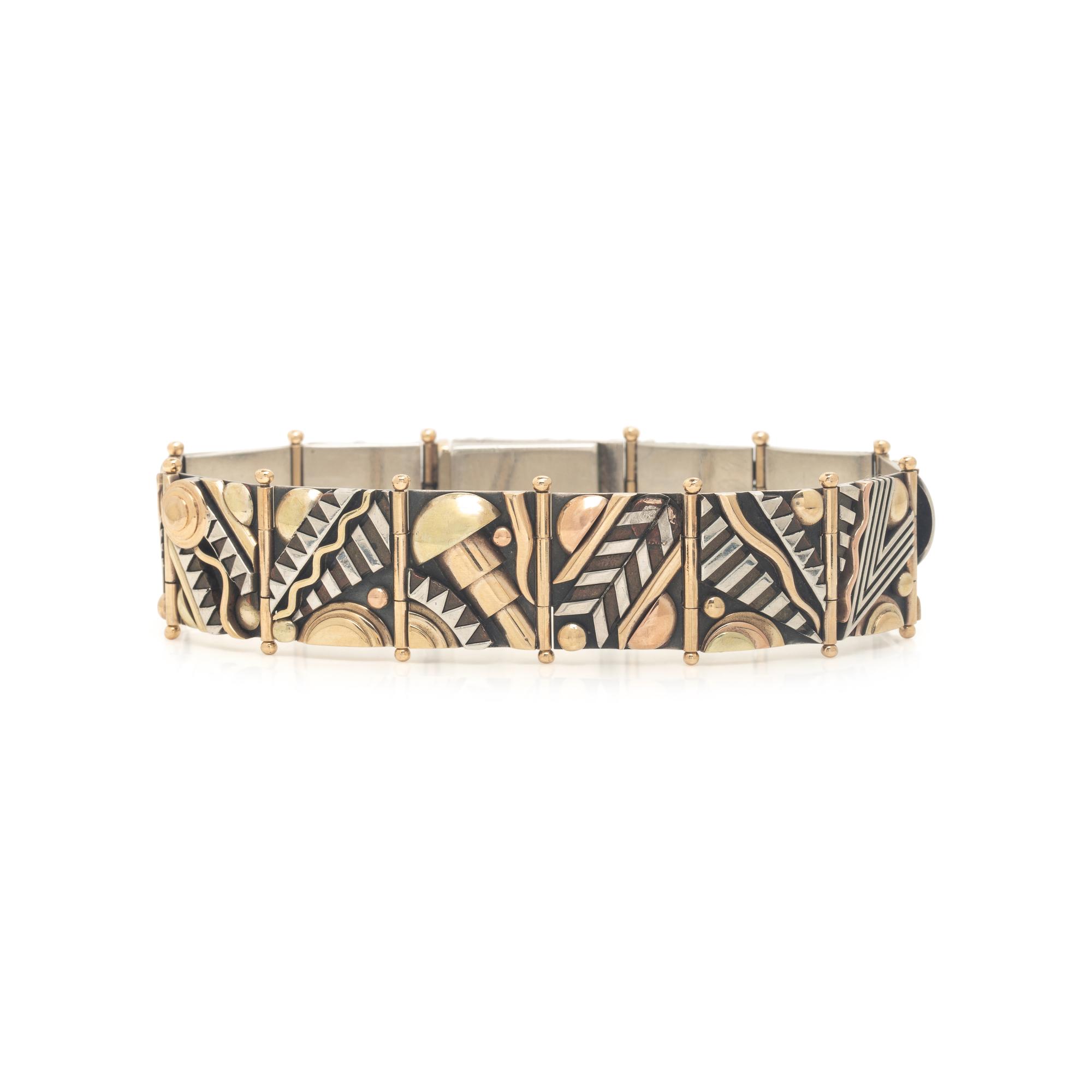 Aaron Macsai, Yellow Gold and Silver Geometric Bracelet