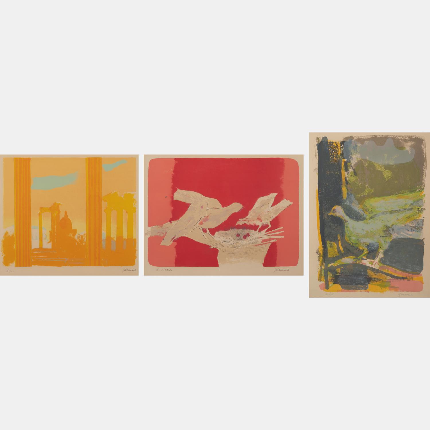 The Forum: Rome , Oiseaux Verts , and Oiseaux Fond Rouge et Rose (a group of three works)