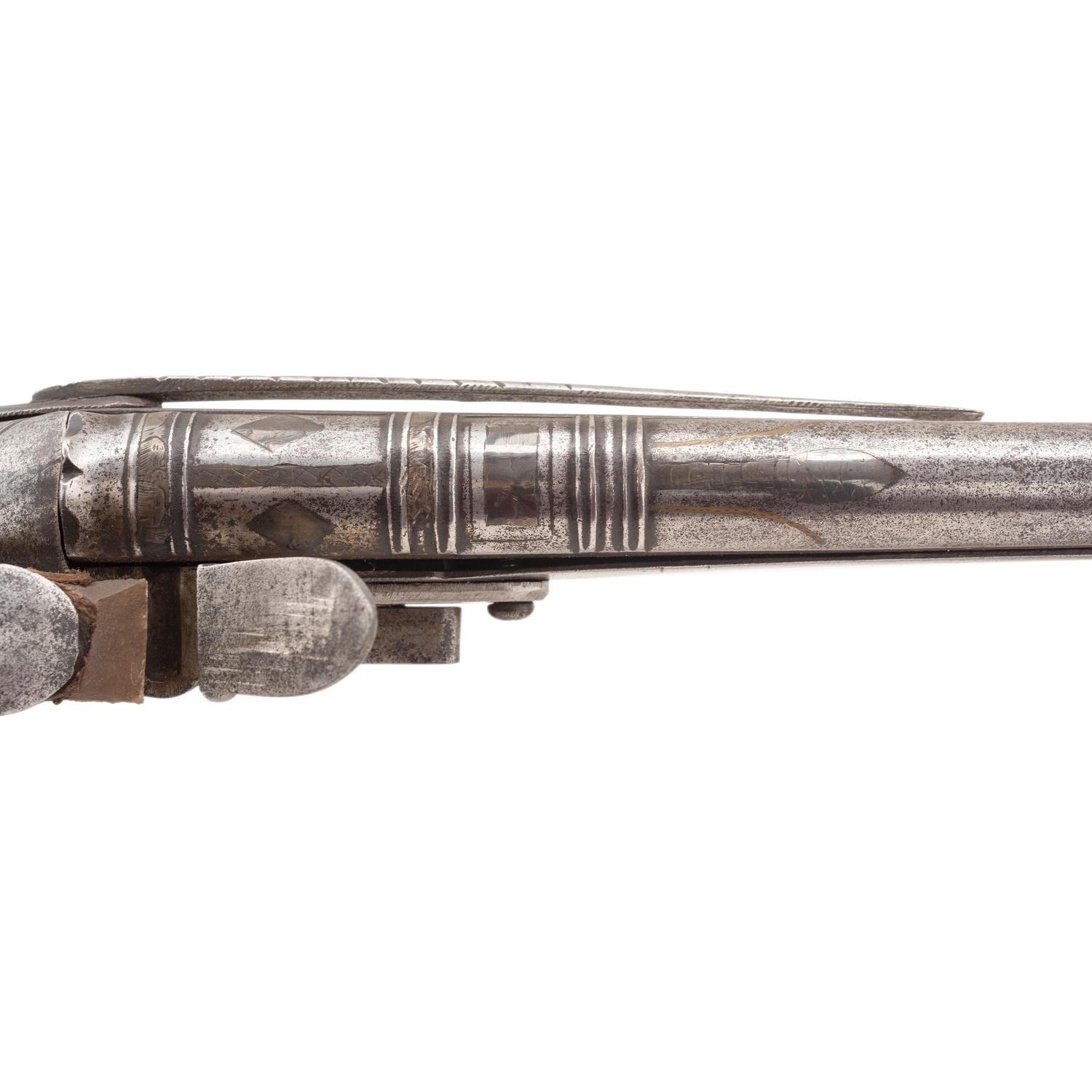 Scottish Steel Heart Butt Flintlock Pistol marked I M