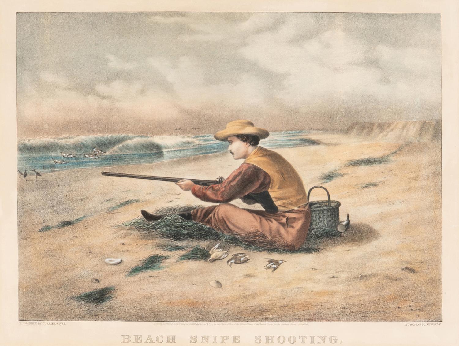 [Prints] Currier and Ives. Beach Snipe Shooting