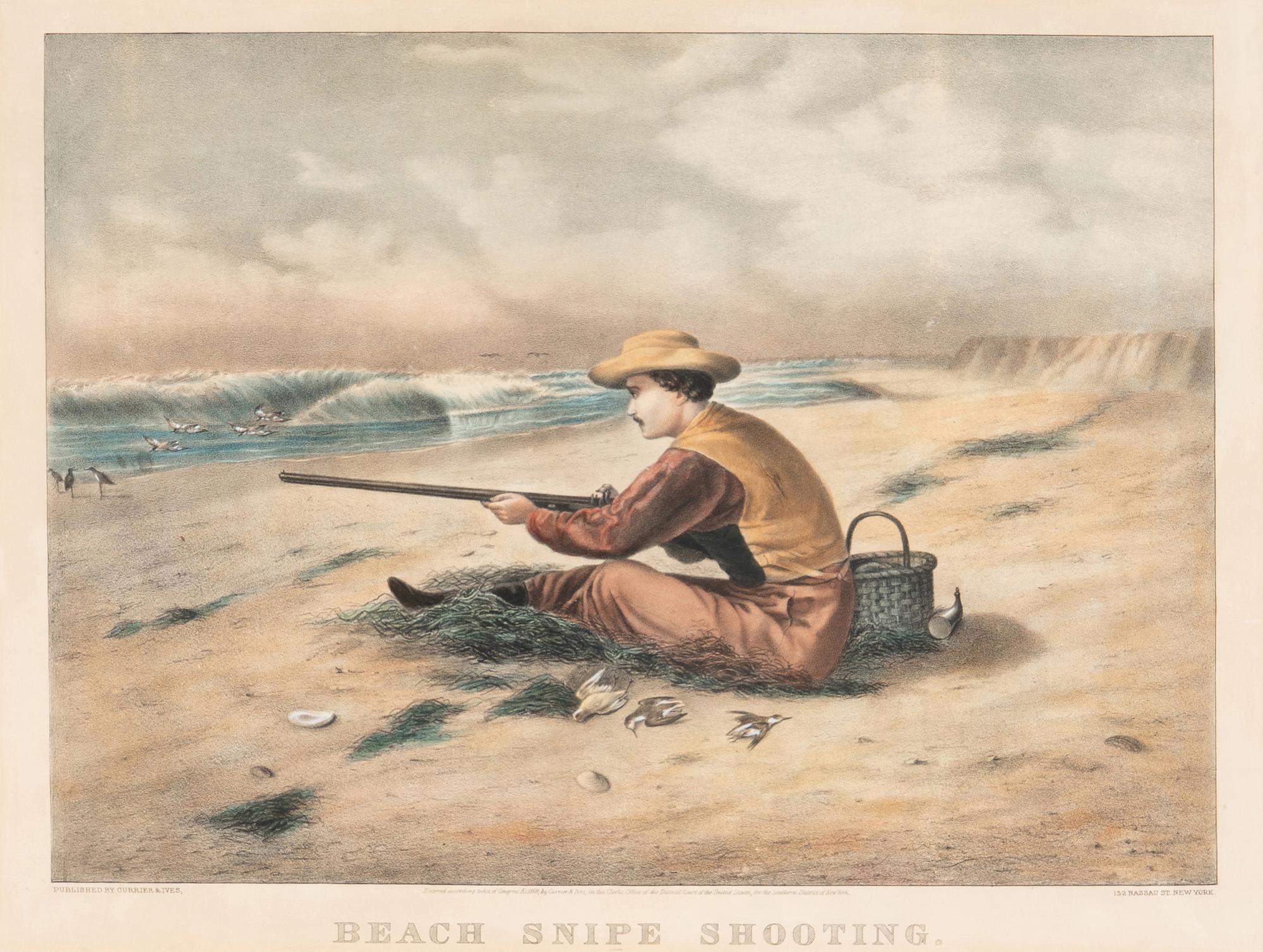 [Prints] Currier and Ives. Beach Snipe Shooting